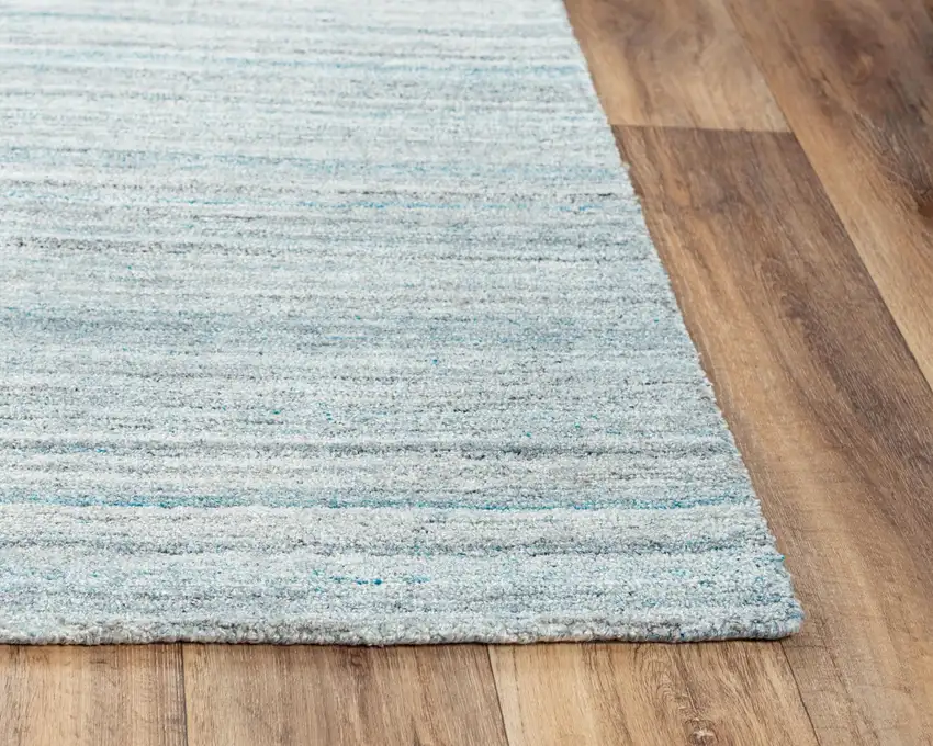 Teal Dark Gray And Ivory Striped Hand Tufted Area Rug Photo 2