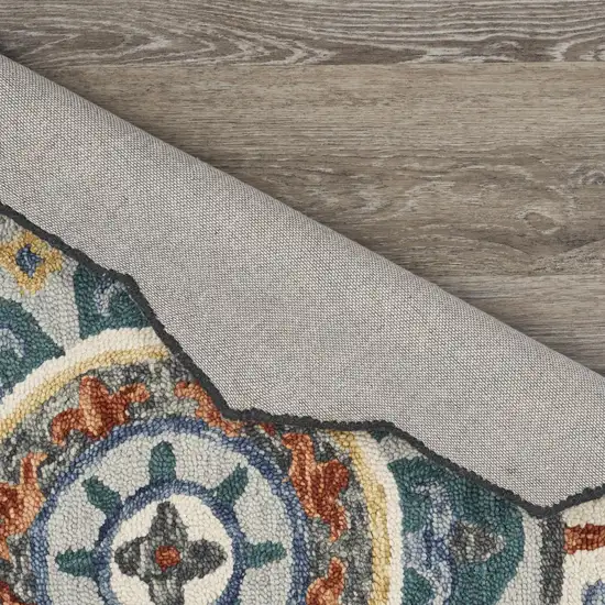 Teal Decorative Floral Area Rug Photo 4