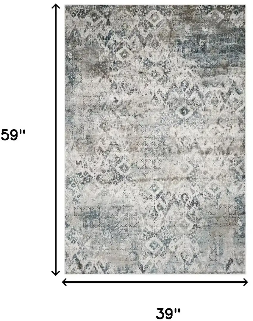 Teal Diamond Viscose Rug Photo 3