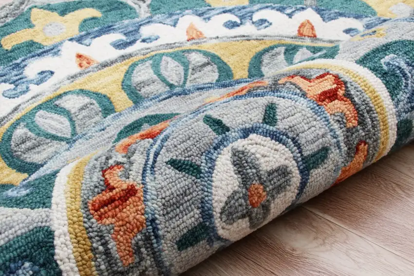Teal Floral Mandala Area Rug Photo 6