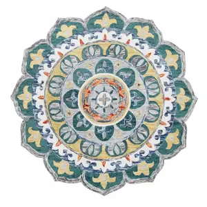 Photo of Teal Floral Mandala Area Rug
