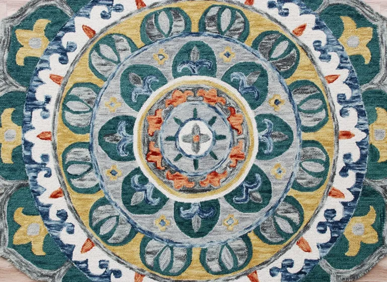 Teal Floral Mandala Area Rug Photo 2
