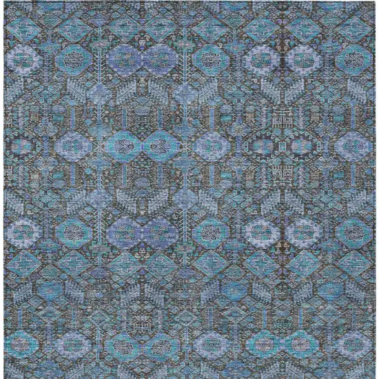 Teal Tribal Washable Indoor Outdoor Area Rug Photo 7