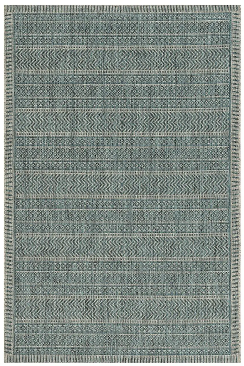 Teal Geometric Patterns Indoor Area Rug Photo 2