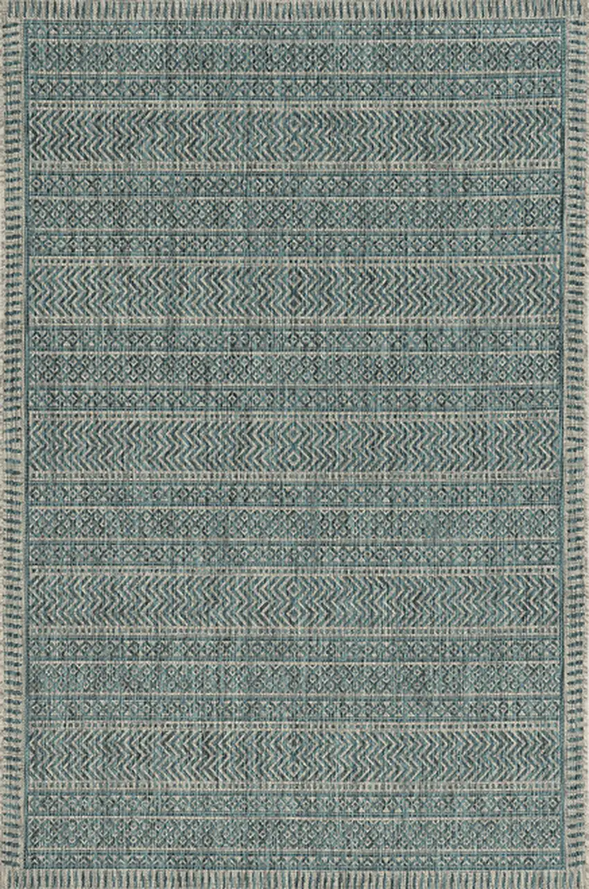Teal Geometric Patterns Indoor Area Rug Photo 2