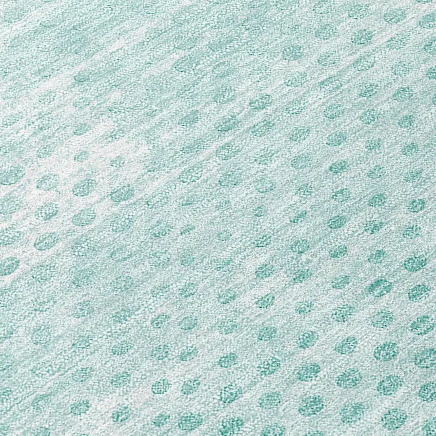 Teal Geometric Washable Non Skid Indoor Outdoor Area Rug Photo 9