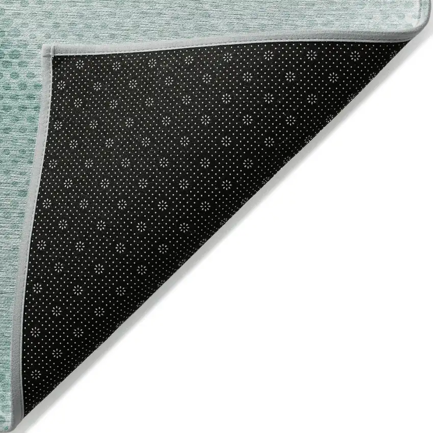 Teal Geometric Washable Non Skid Indoor Outdoor Area Rug Photo 6
