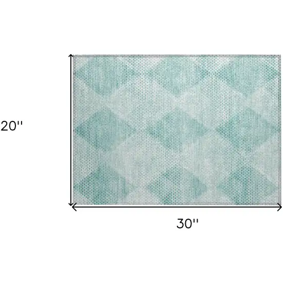 Teal Geometric Washable Non Skid Indoor Outdoor Area Rug Photo 9