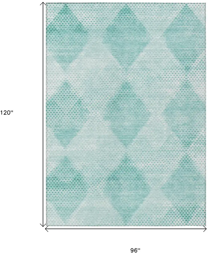 Teal Geometric Washable Non Skid Indoor Outdoor Area Rug Photo 3