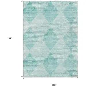 Photo of Teal Geometric Washable Non Skid Indoor Outdoor Area Rug