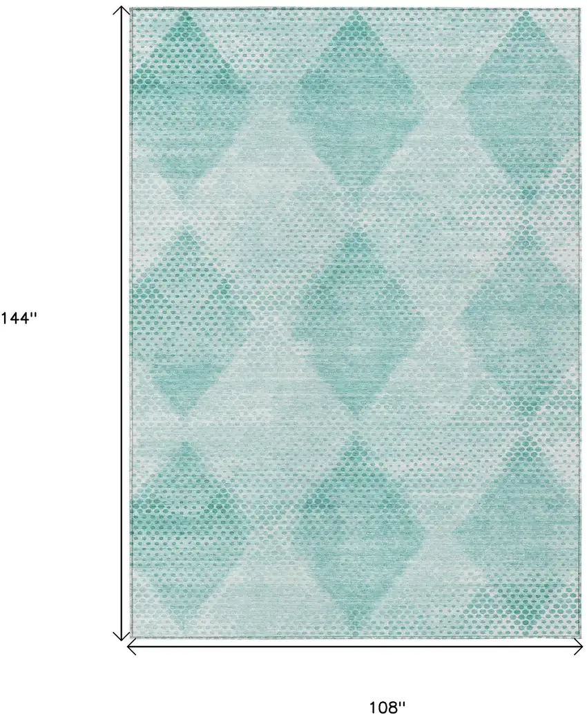 Teal Geometric Washable Non Skid Indoor Outdoor Area Rug Photo 3