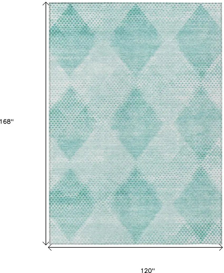 Teal Geometric Washable Non Skid Indoor Outdoor Area Rug Photo 3