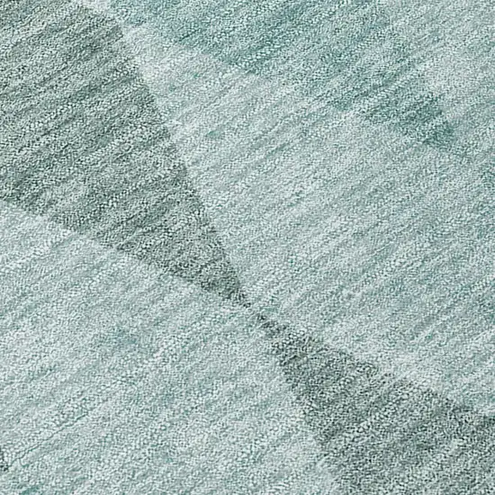 Teal Geometric Washable Non Skid Indoor Outdoor Area Rug Photo 9
