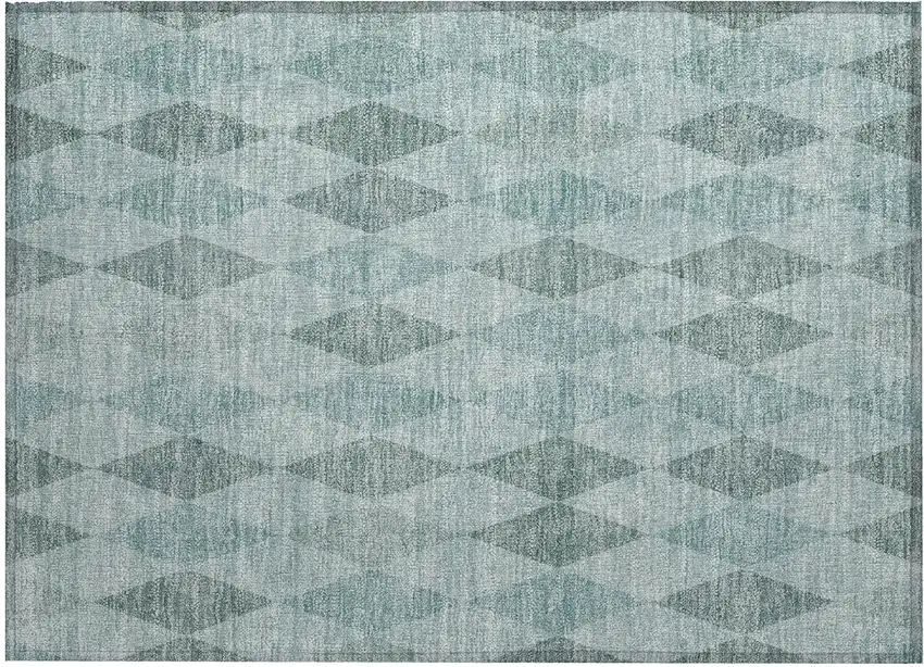 Teal Geometric Washable Non Skid Indoor Outdoor Area Rug Photo 2