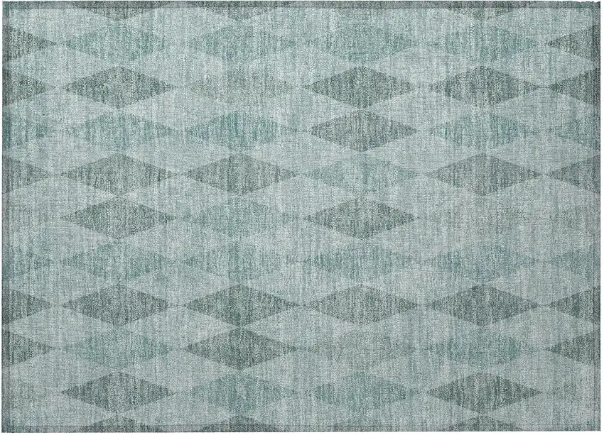 Teal Geometric Washable Non Skid Indoor Outdoor Area Rug Photo 5