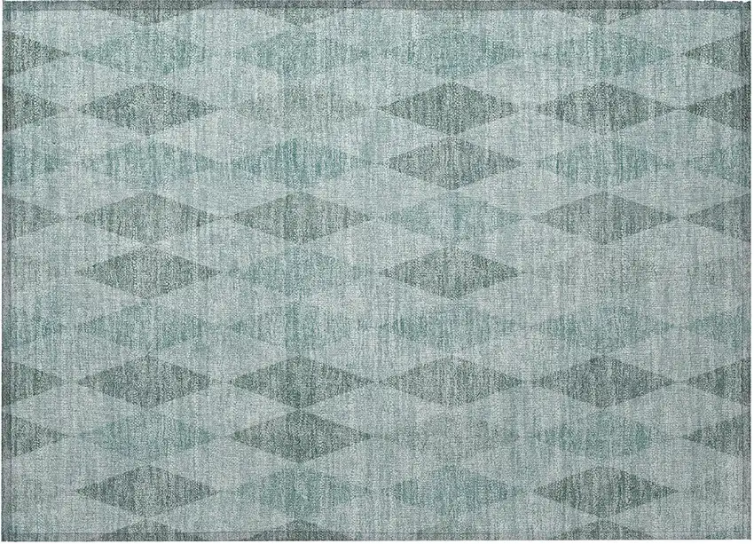 Teal Geometric Washable Non Skid Indoor Outdoor Area Rug Photo 5