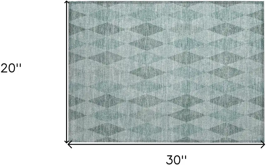 Teal Geometric Washable Non Skid Indoor Outdoor Area Rug Photo 3