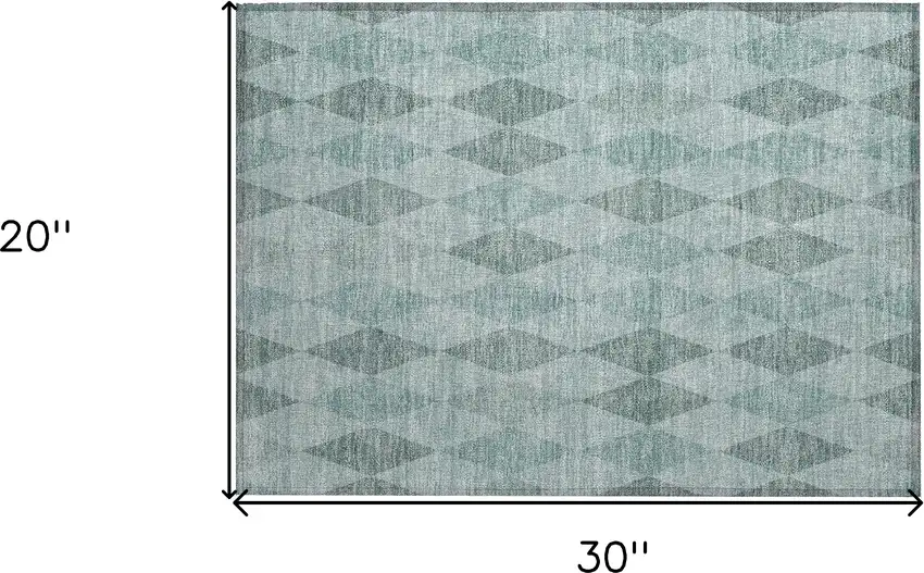 Teal Geometric Washable Non Skid Indoor Outdoor Area Rug Photo 3