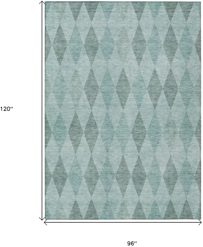 Teal Geometric Washable Non Skid Indoor Outdoor Area Rug Photo 3