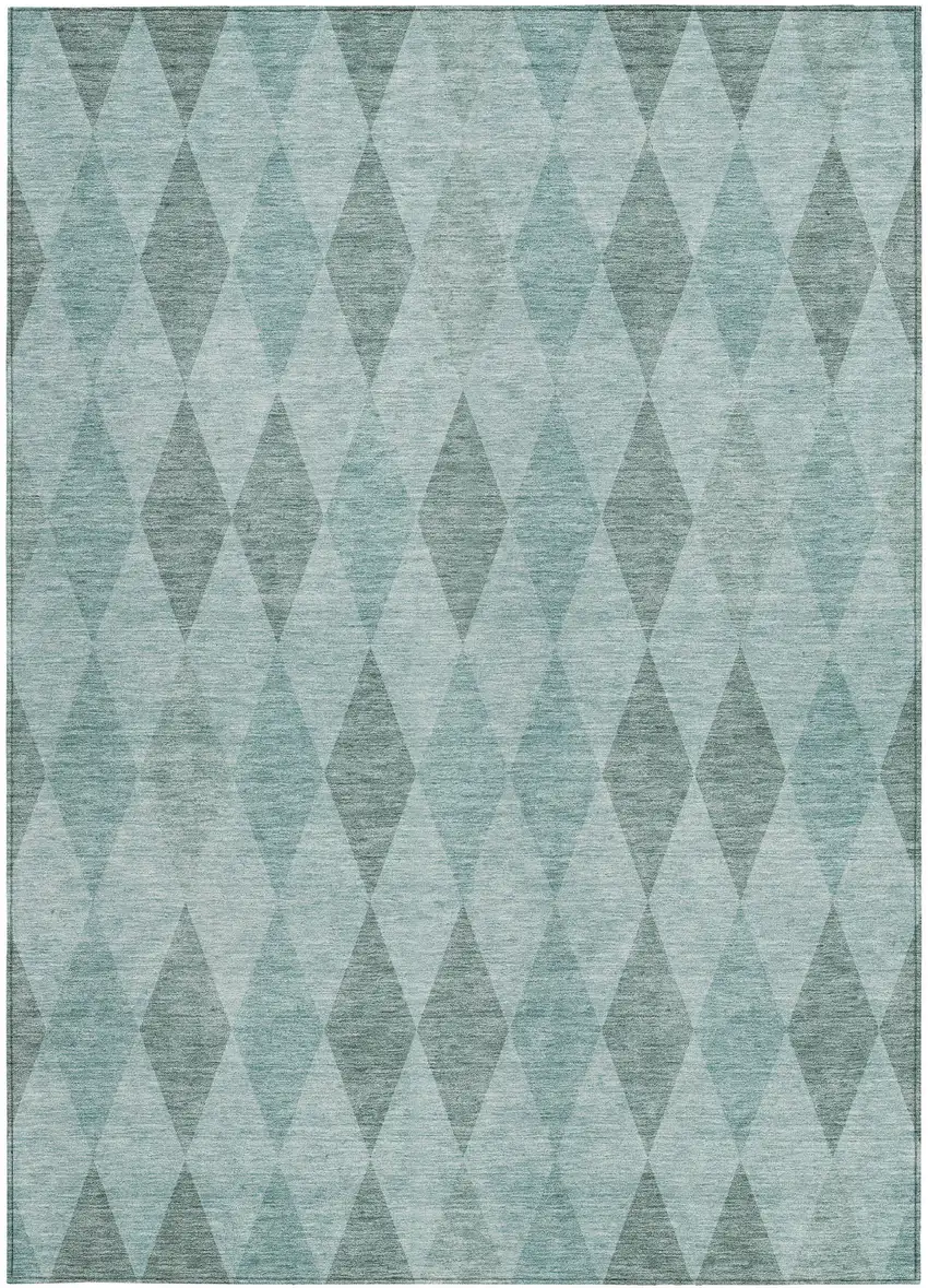 Teal Geometric Washable Non Skid Indoor Outdoor Area Rug Photo 5