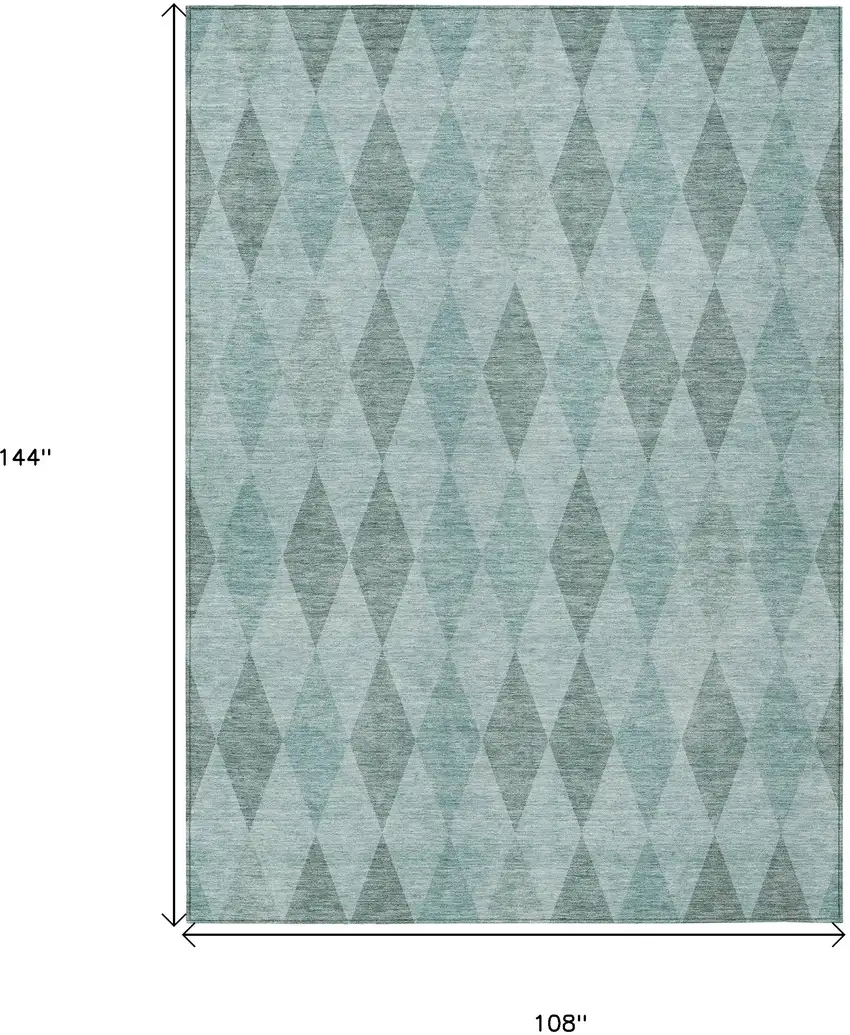 Teal Geometric Washable Non Skid Indoor Outdoor Area Rug Photo 3