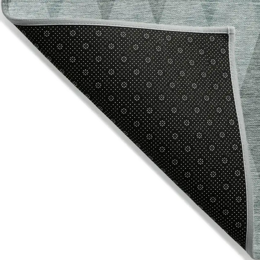 Teal Geometric Washable Non Skid Indoor Outdoor Area Rug Photo 6