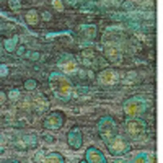 Teal Gold And Gray Abstract Washable Area Rug With UV Protection Photo 9