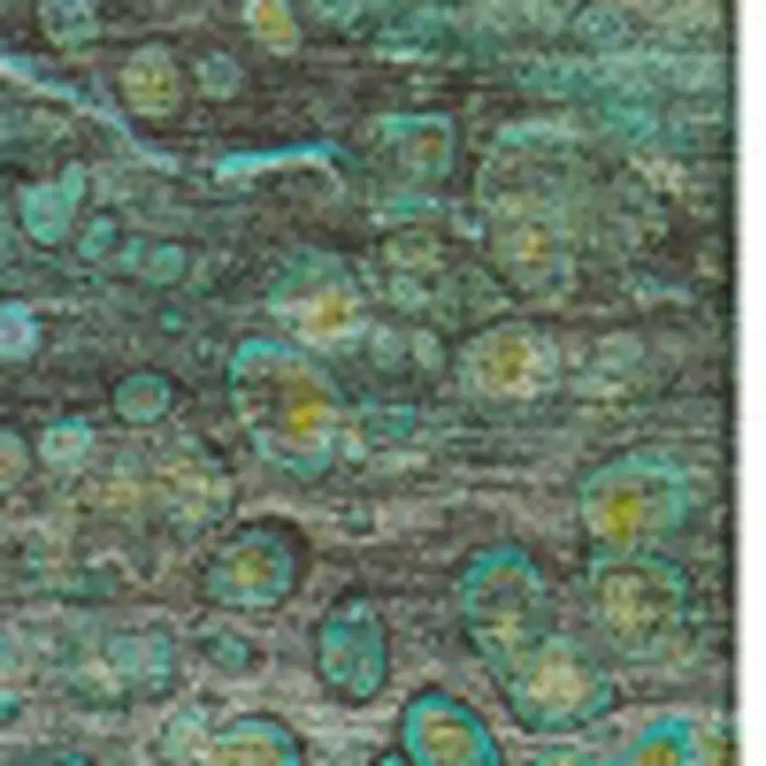 Teal Gold And Gray Abstract Washable Area Rug With UV Protection Photo 9