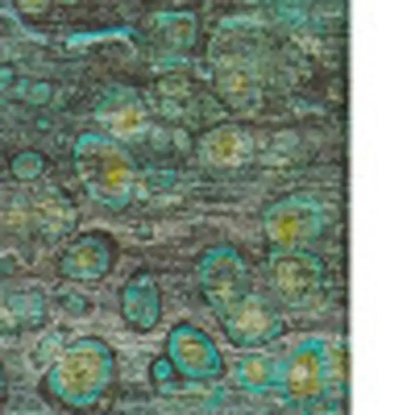 Teal Gold And Gray Abstract Washable Area Rug With UV Protection Photo 8