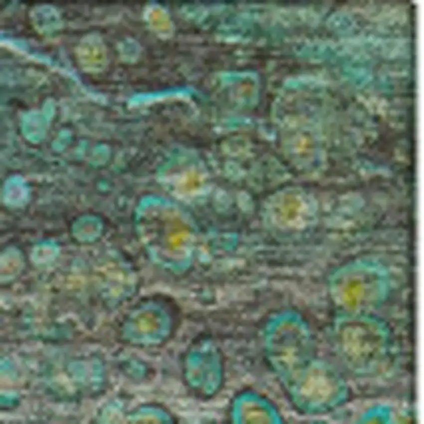 Teal Gold And Gray Abstract Washable Area Rug With UV Protection Photo 3
