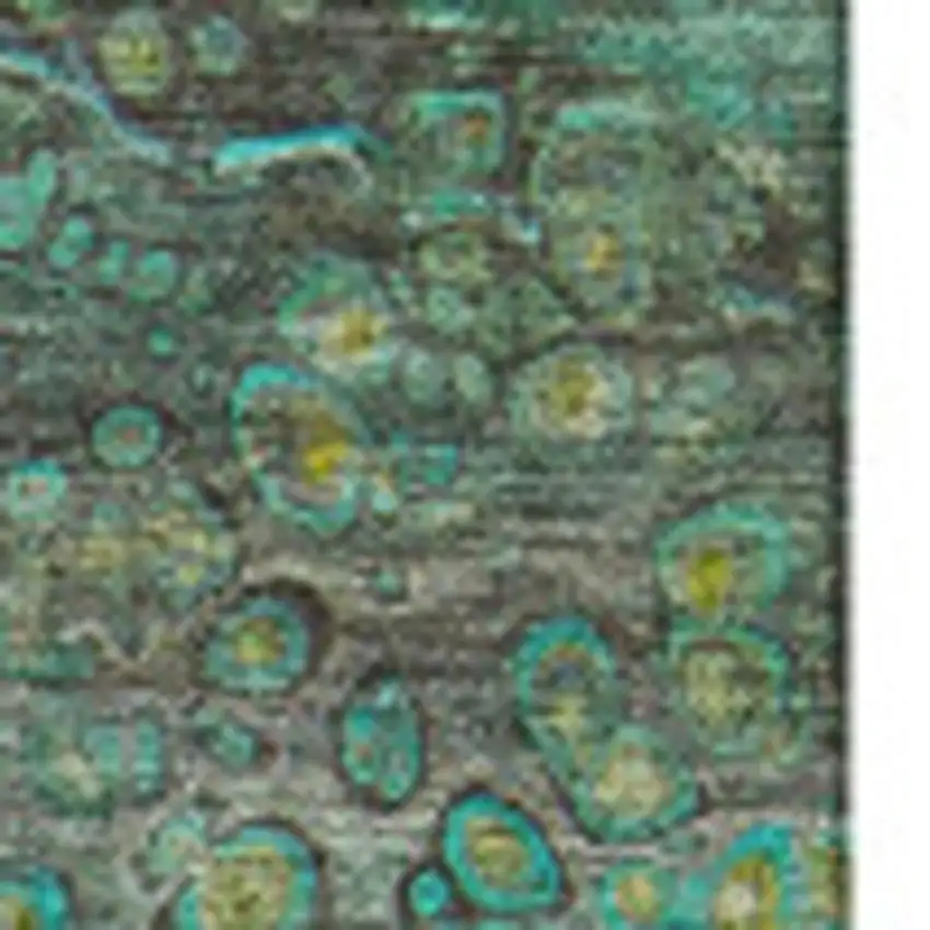 Teal Gold And Gray Abstract Washable Area Rug With UV Protection Photo 9