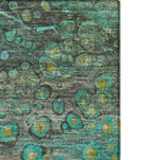 Teal Gold And Gray Abstract Washable Area Rug With UV Protection Photo 3
