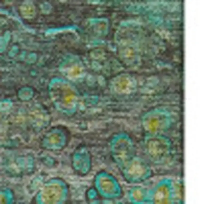 Teal Gold And Gray Abstract Washable Area Rug With UV Protection Photo 8
