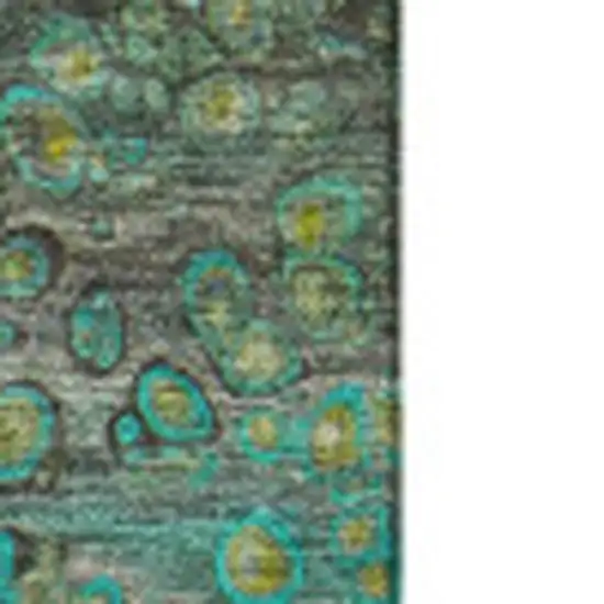 Teal Gold And Gray Abstract Washable Area Rug With UV Protection Photo 8