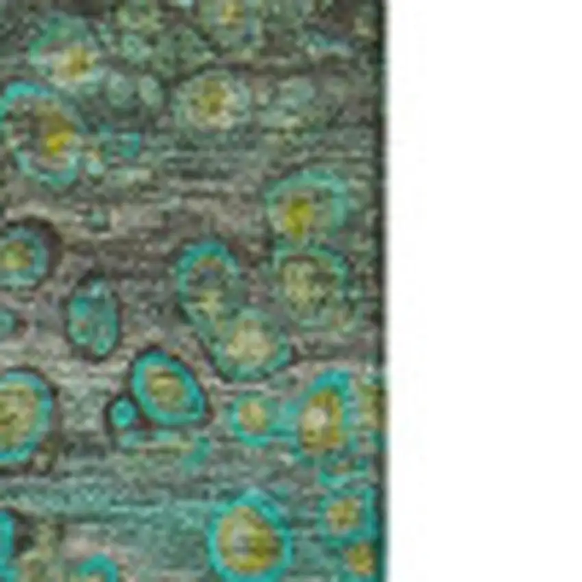 Teal Gold And Gray Abstract Washable Area Rug With UV Protection Photo 8