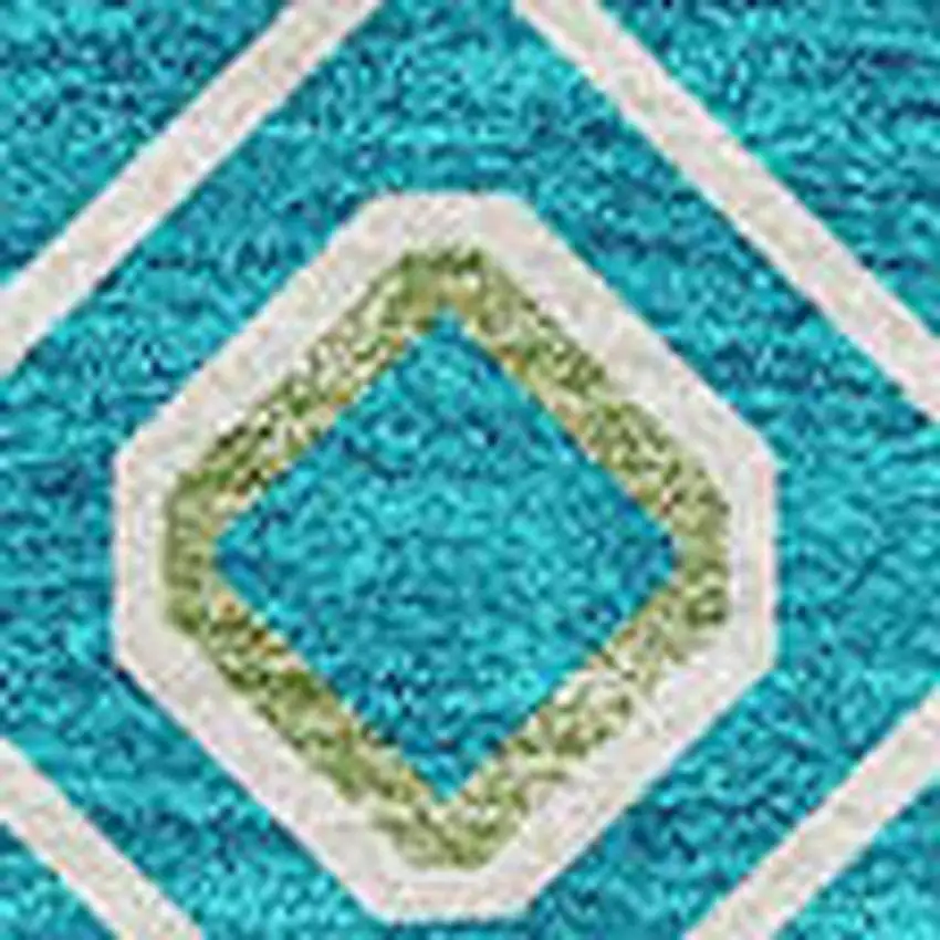 Teal Gold And Green Southwestern Washable Area Rug With UV Protection Photo 3