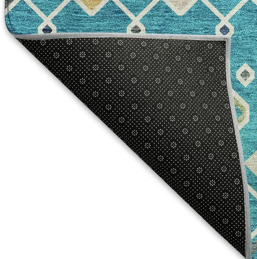Teal Gold And Green Southwestern Washable Area Rug With UV Protection Photo 7