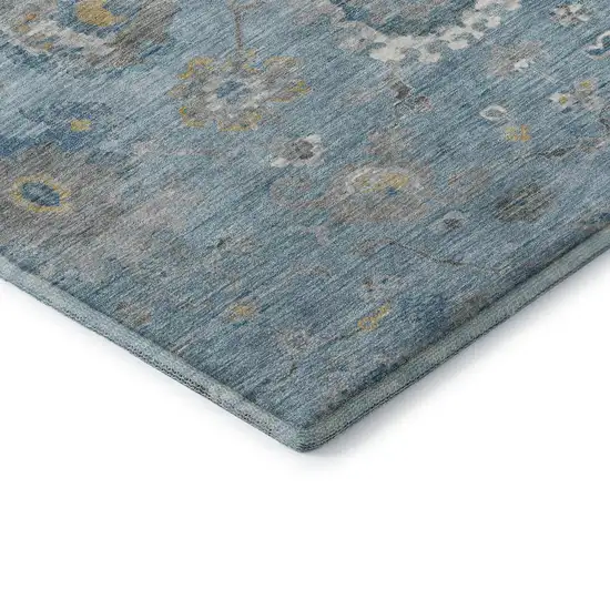 Teal Gold And Ivory Oriental Washable Area Rug With UV Protection Photo 7