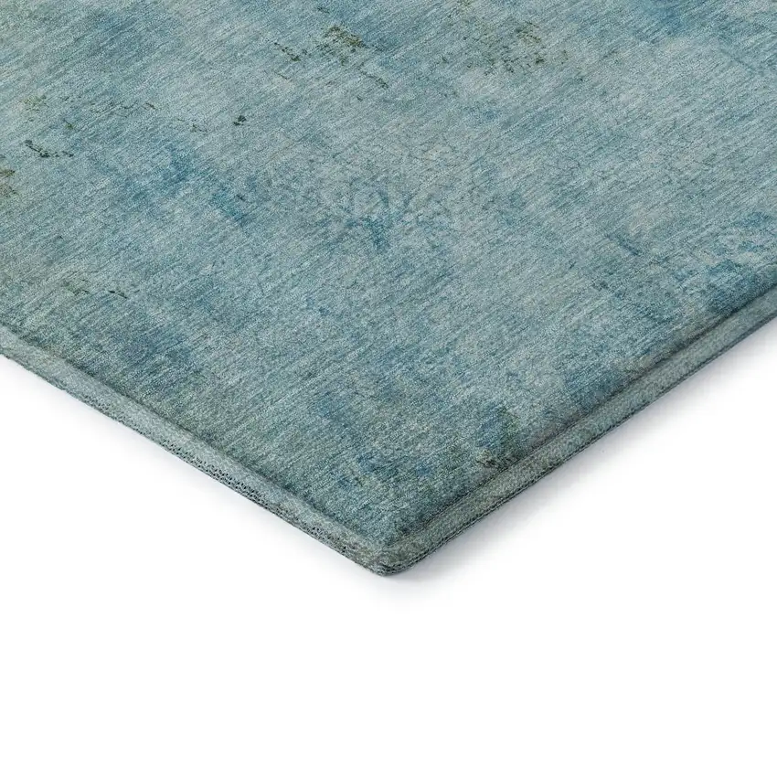 Teal Gold And Olive Green Abstract Washable Area Rug With UV Protection Photo 8
