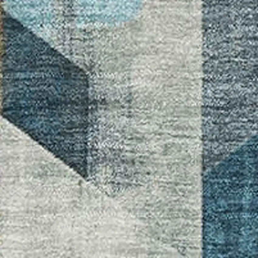 Teal Gold And Silver Geometric Washable Area Rug With UV Protection Photo 2