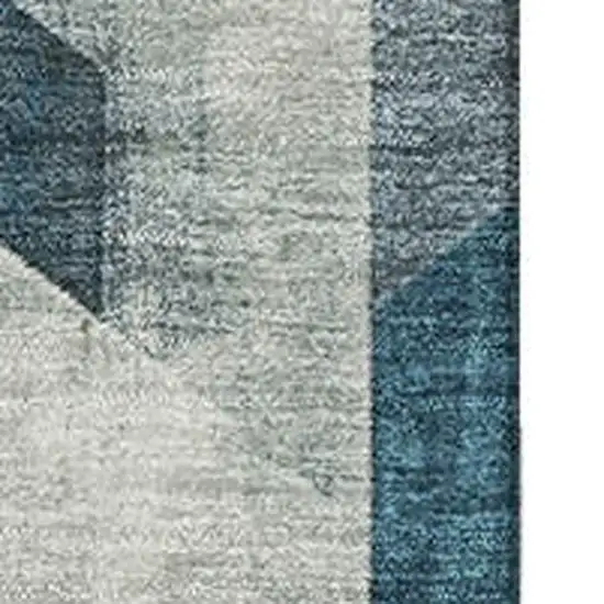 Teal Gold And Silver Geometric Washable Area Rug With UV Protection Photo 2