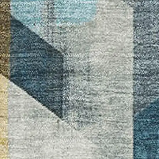 Teal Gold And Silver Geometric Washable Area Rug With UV Protection Photo 2