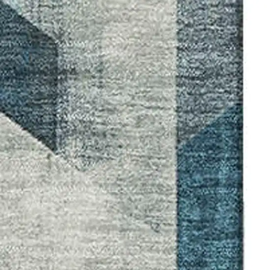 Teal Gold And Silver Geometric Washable Area Rug With UV Protection Photo 2