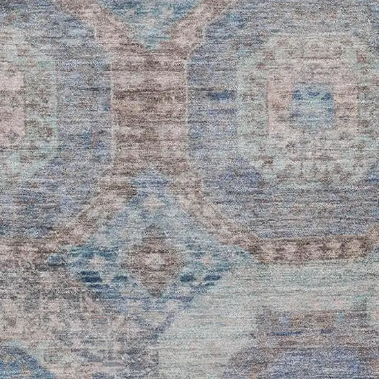 Teal Gray And Blue Abstract Geometric Washable Area Rug With UV Protection Photo 3