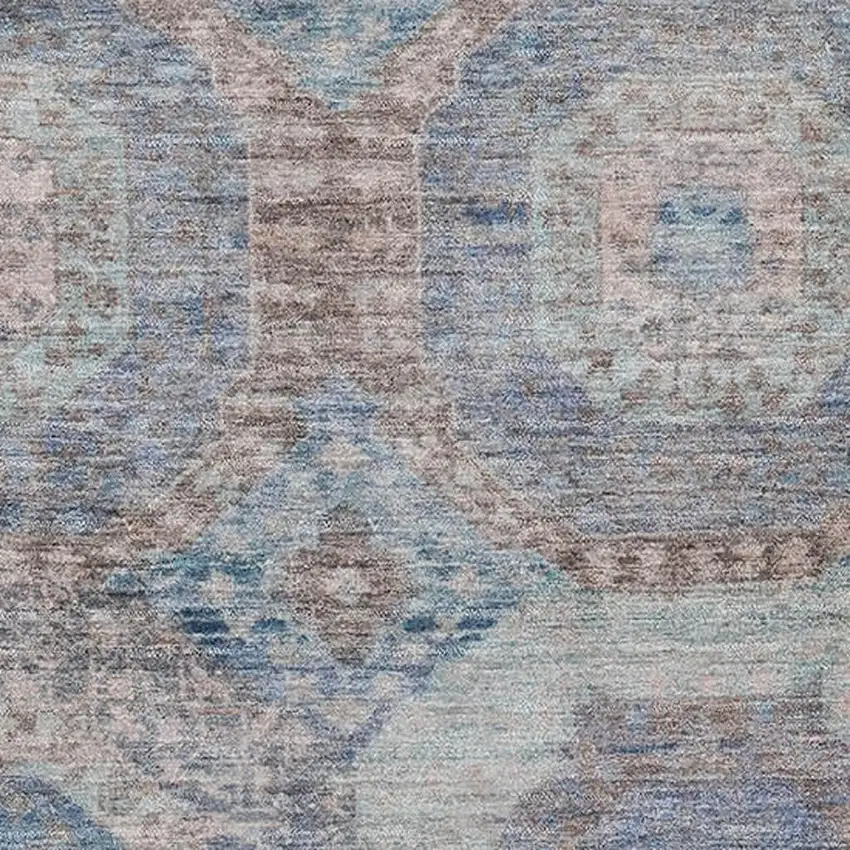 Teal Gray And Blue Abstract Geometric Washable Area Rug With UV Protection Photo 3