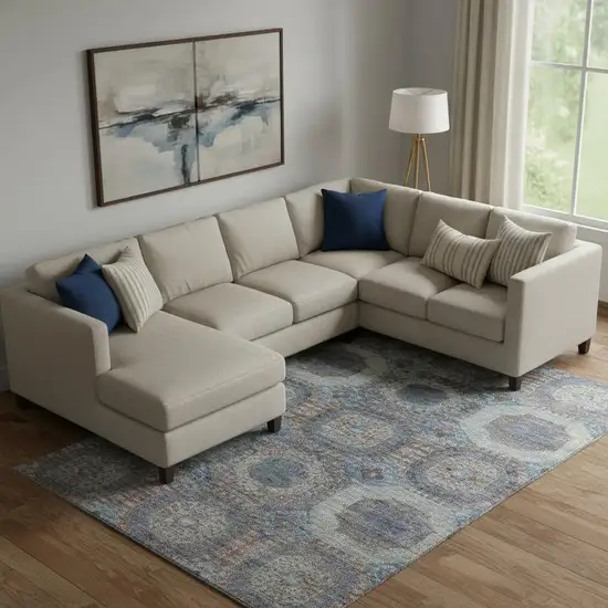 Teal Gray And Blue Abstract Geometric Washable Area Rug With UV Protection Photo 2