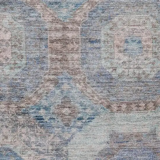 Teal Gray And Blue Abstract Geometric Washable Area Rug With UV Protection Photo 3