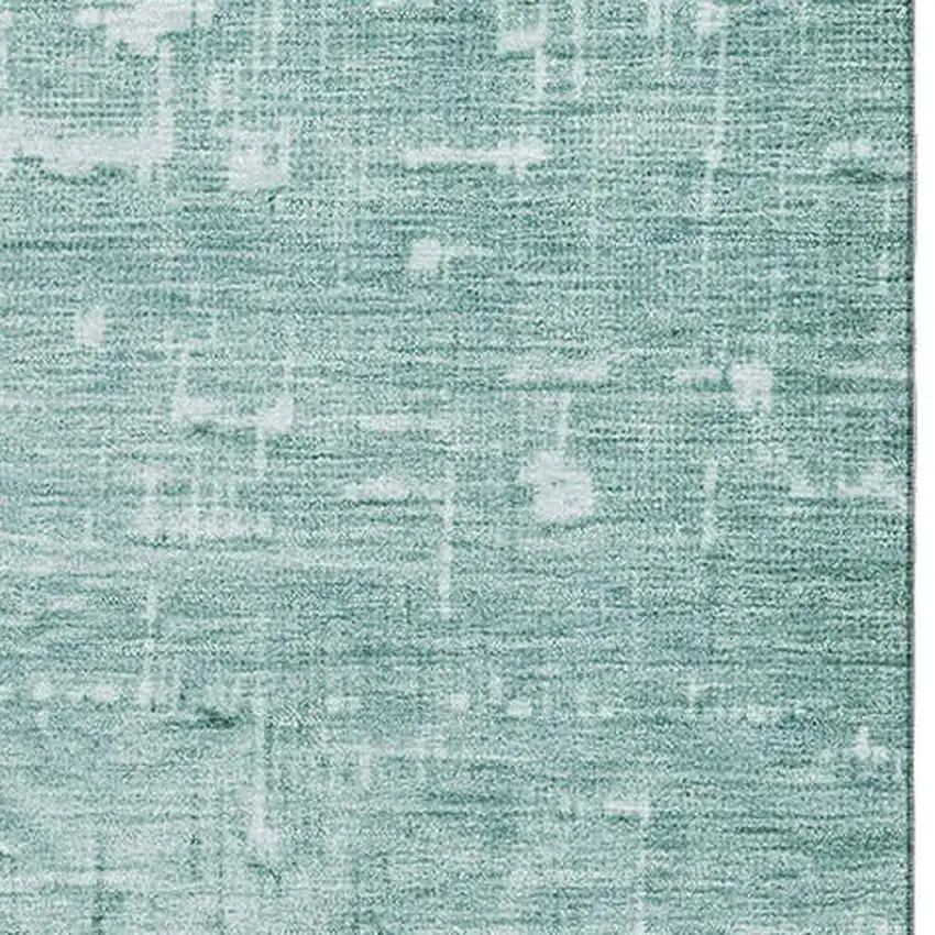 Teal Gray And Charcoal Ombre Washable Area Rug With UV Protection Photo 2