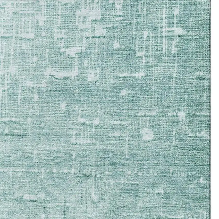 Teal Gray And Charcoal Ombre Washable Area Rug With UV Protection Photo 3