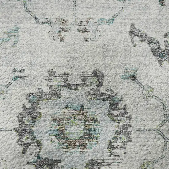 Teal Gray And Charcoal Oriental Washable Area Rug With UV Protection Photo 8